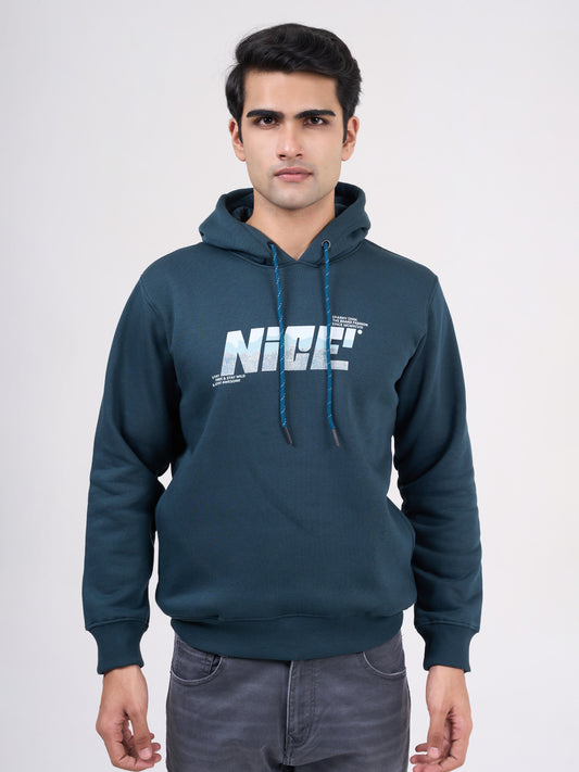 Men's Teal Green Solid Full Sleeves Sweatshirt