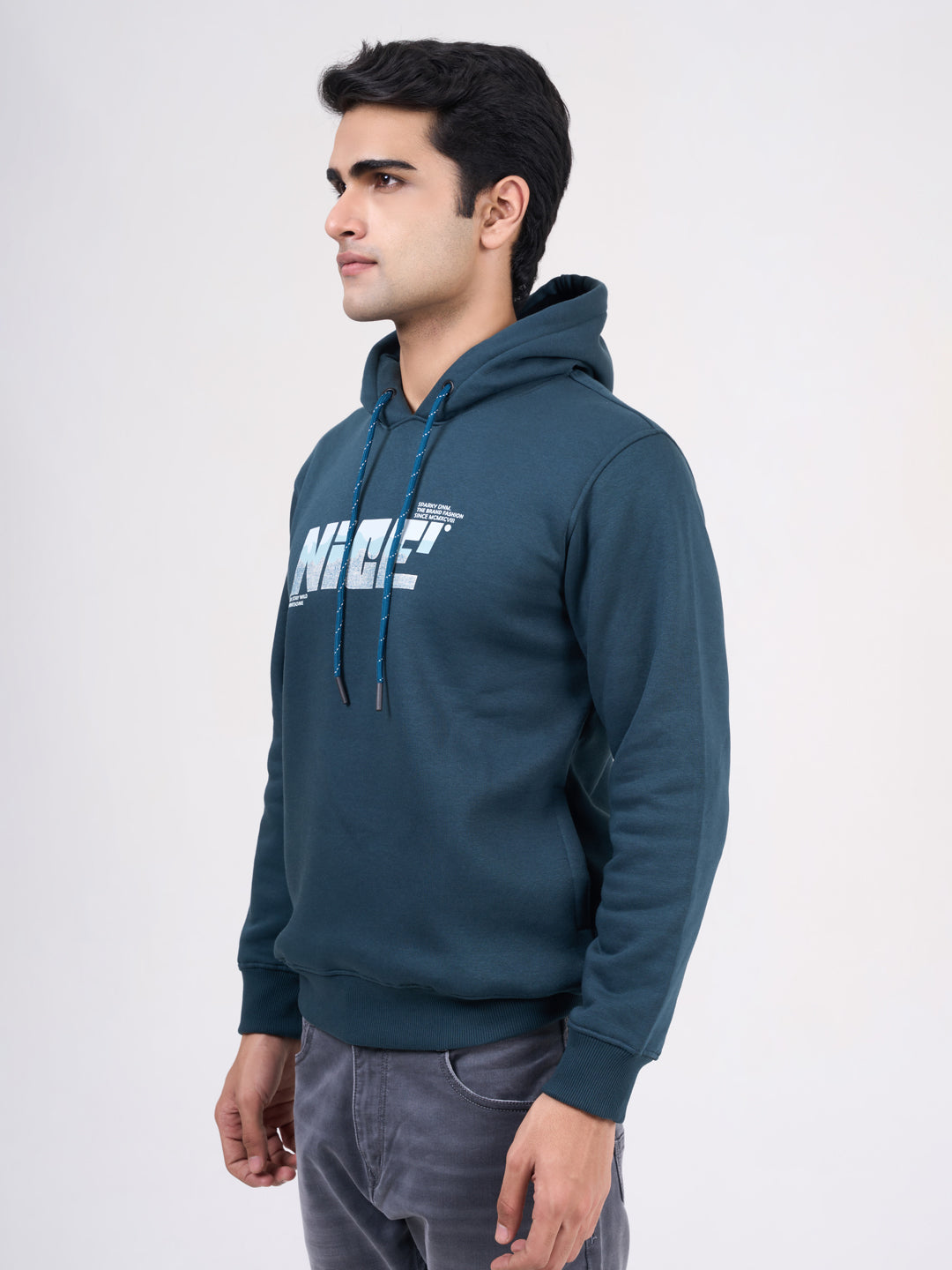 Men's Teal Green Solid Full Sleeves Sweatshirt