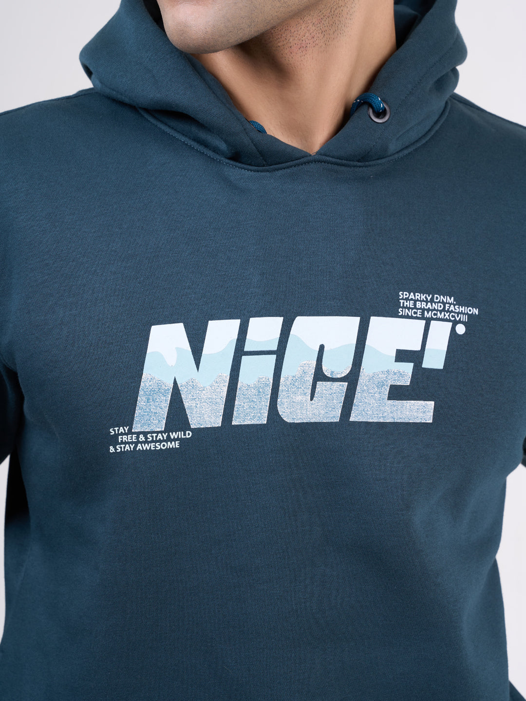 Men's Teal Green Solid Full Sleeves Sweatshirt