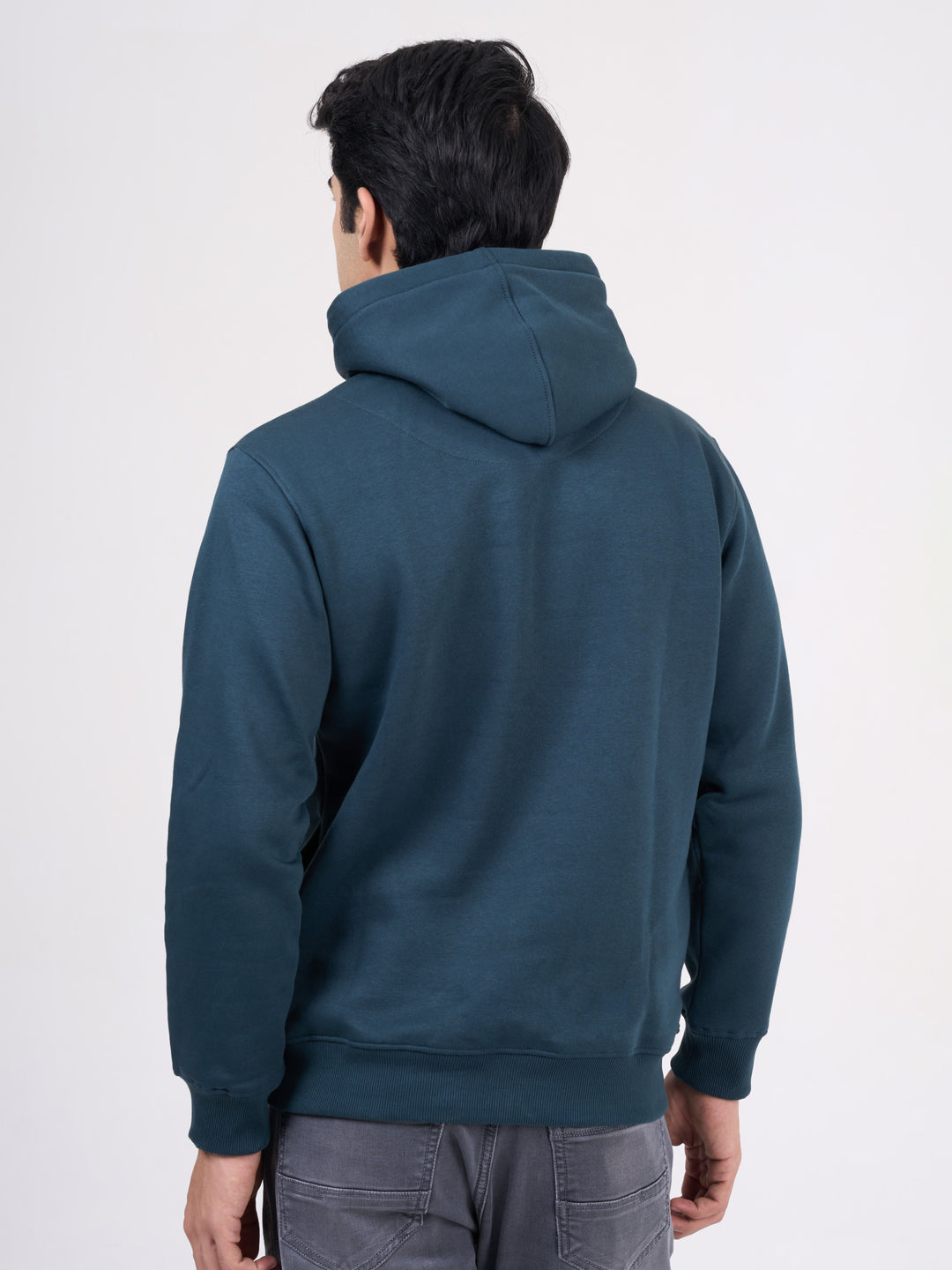 Men's Teal Green Solid Full Sleeves Sweatshirt
