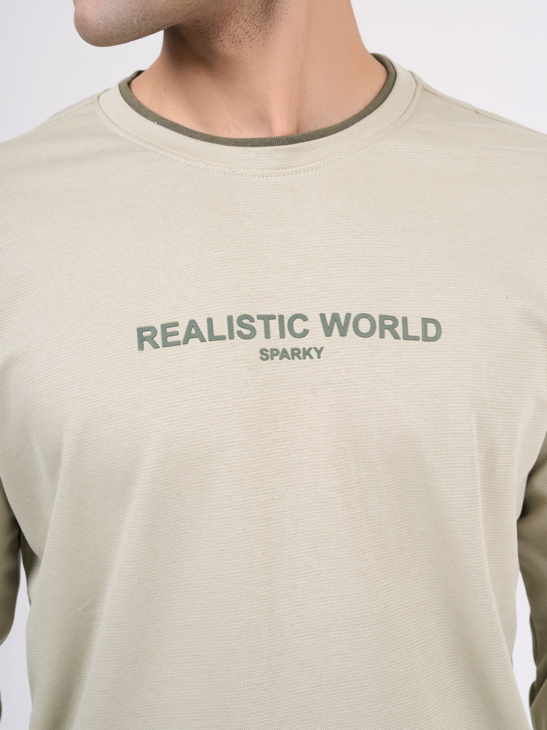 Men's Light Olive Solid Full Sleeves Sweatshirt