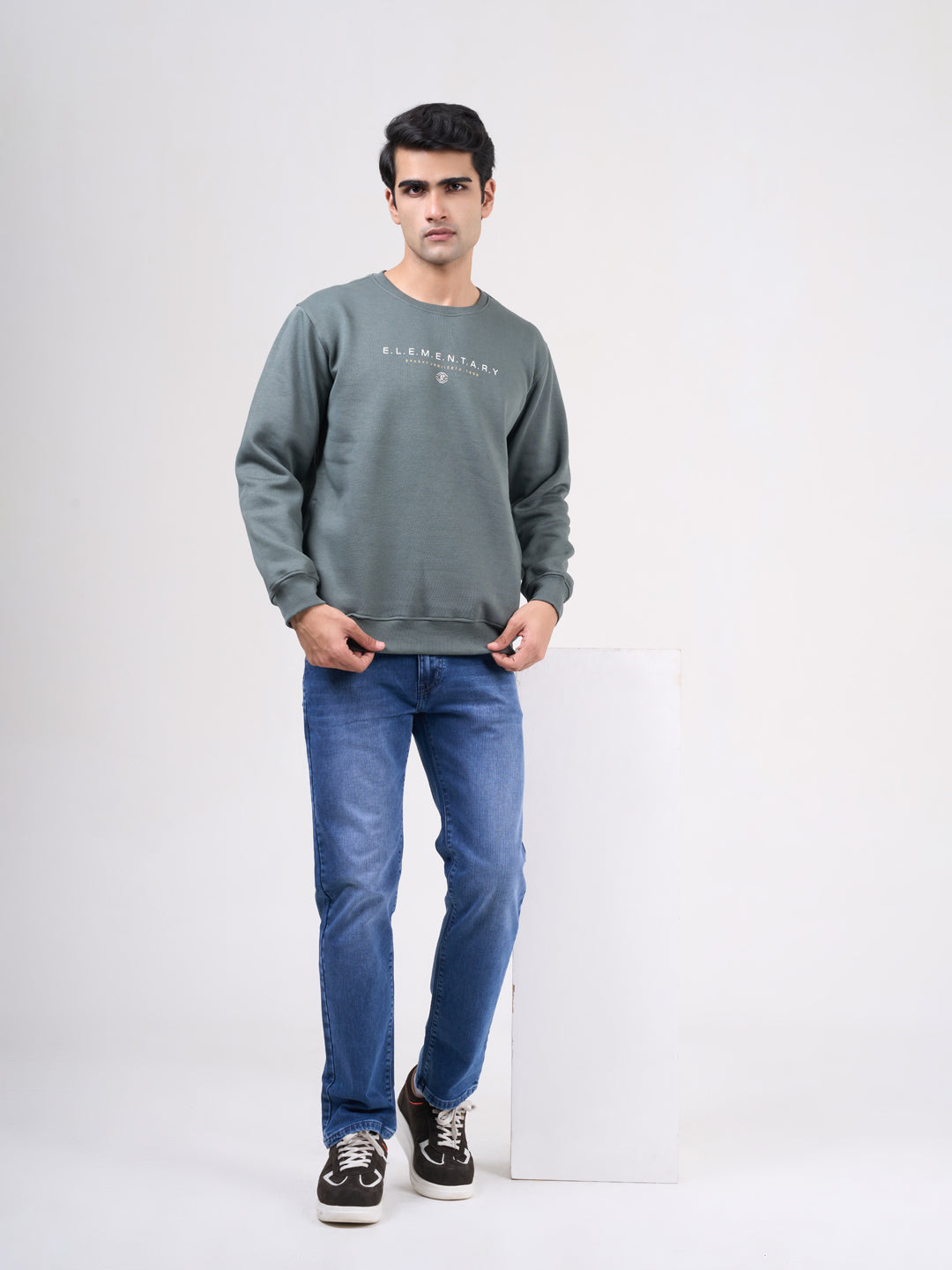 Men's Light Green Solid Full Sleeves Sweatshirt