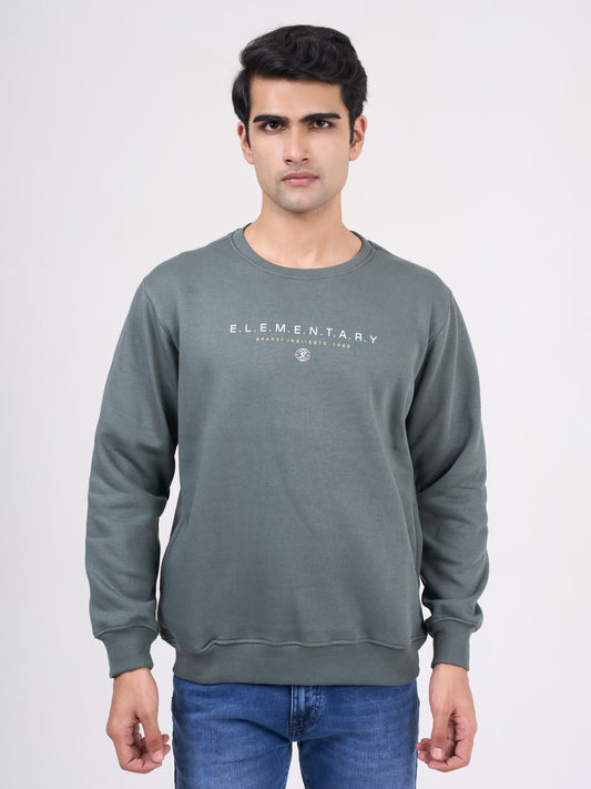 Men's Light Green Solid Full Sleeves Sweatshirt
