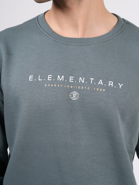 Men's Light Green Solid Full Sleeves Sweatshirt