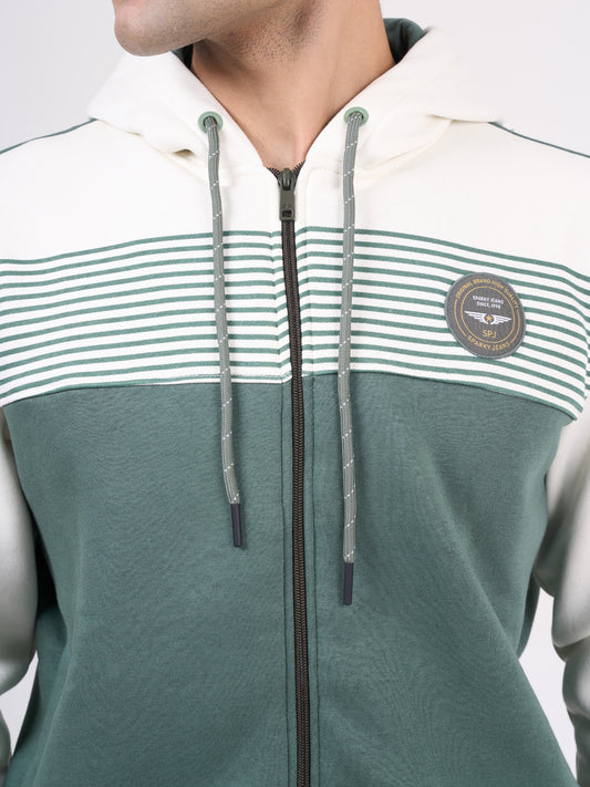 Men's Green Solid Full Sleeves Hoodies