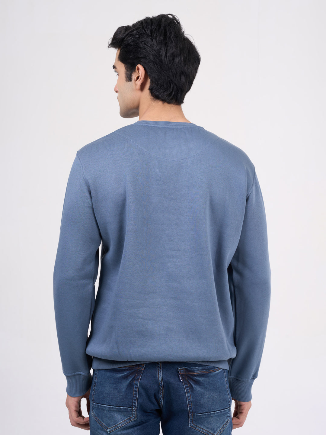 Men's Royal blue Solid Full Sleeves Sweatshirt