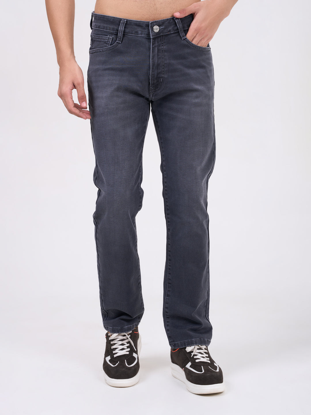 Men Dark Grey Narrow Fit Denim