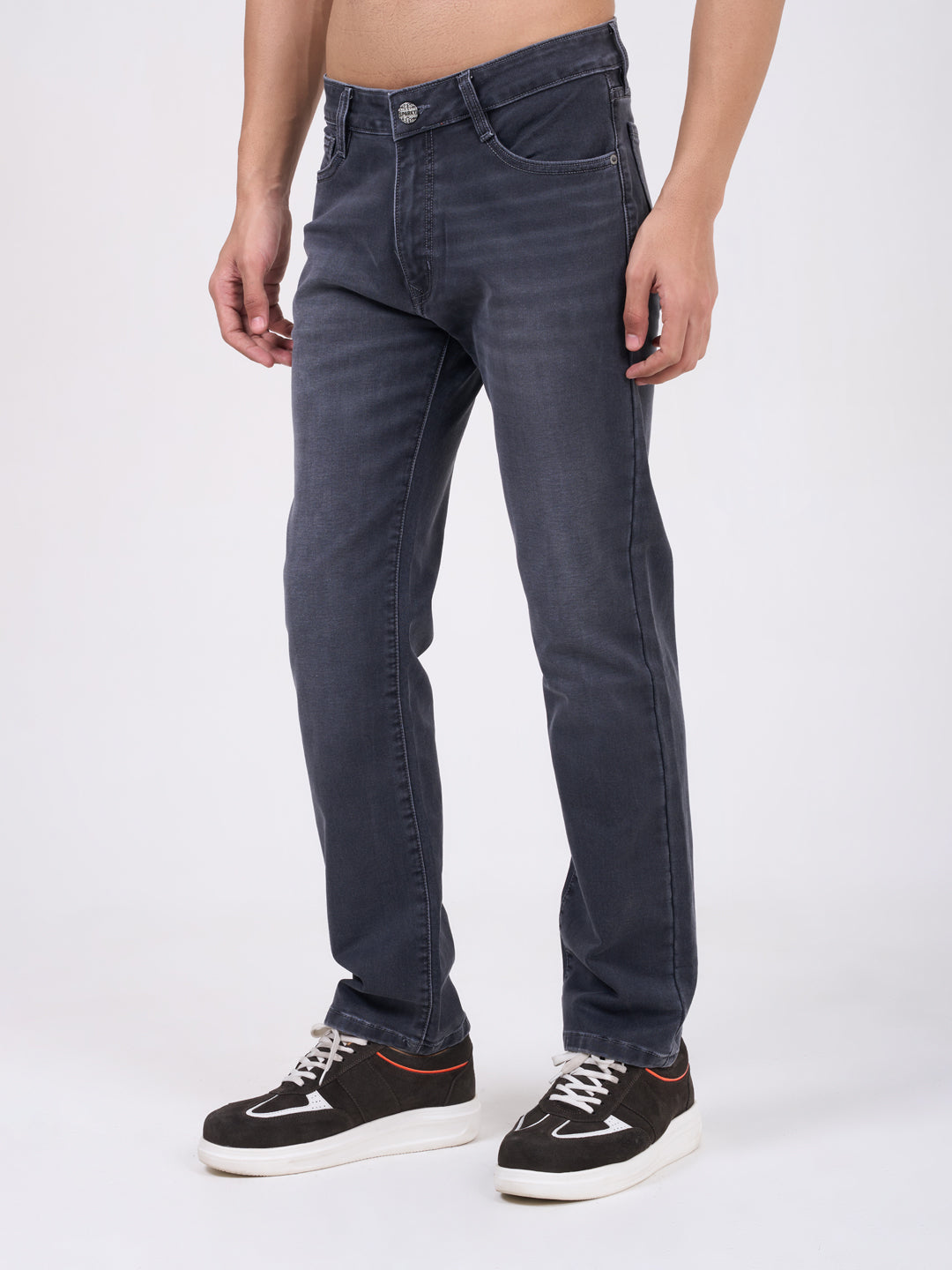 Men Dark Grey Narrow Fit Denim