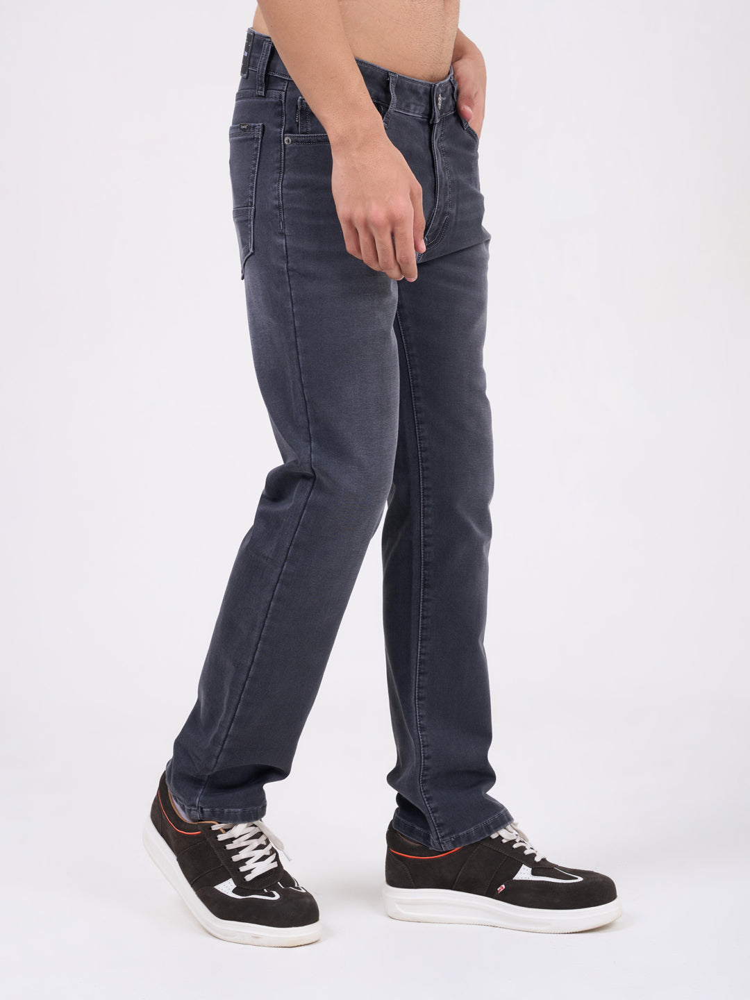 Men Dark Grey Narrow Fit Denim