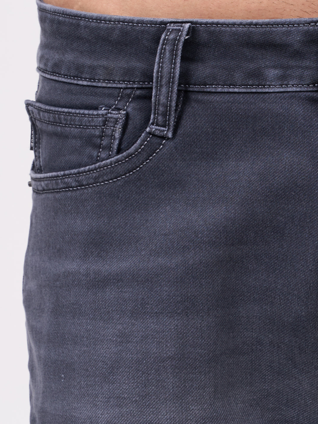 Men Dark Grey Narrow Fit Denim
