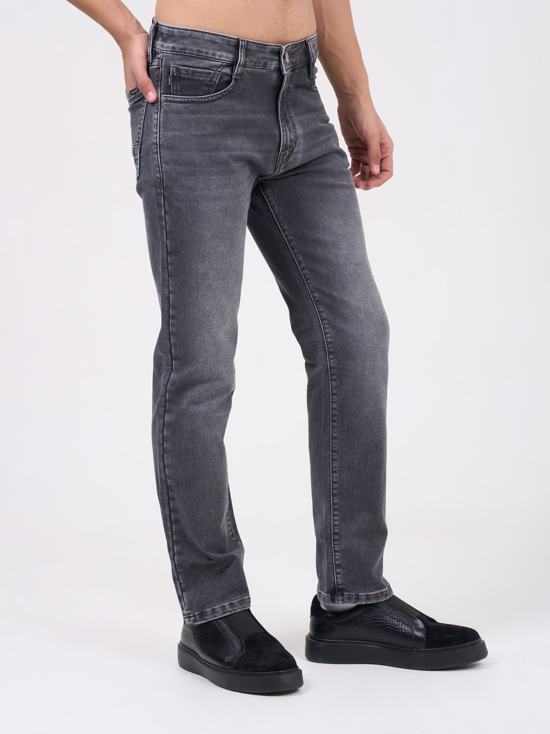 Men Mid Grey Narrow Fit Denim