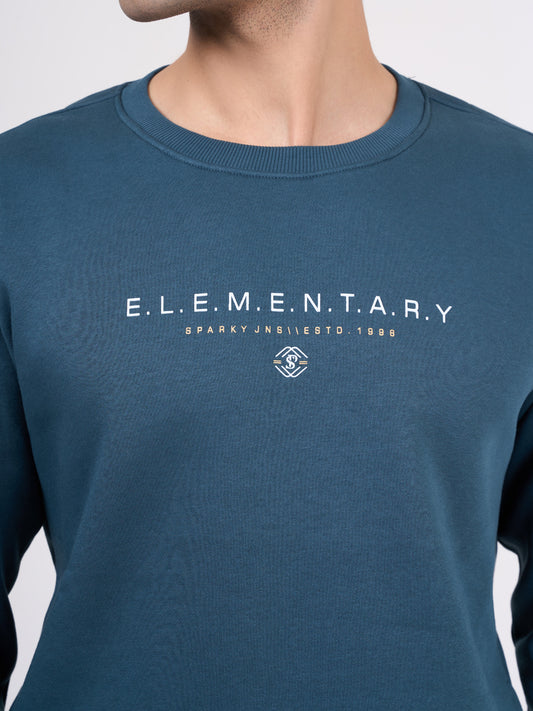 Men's Teal Blue Solid Full Sleeves Sweatshirt