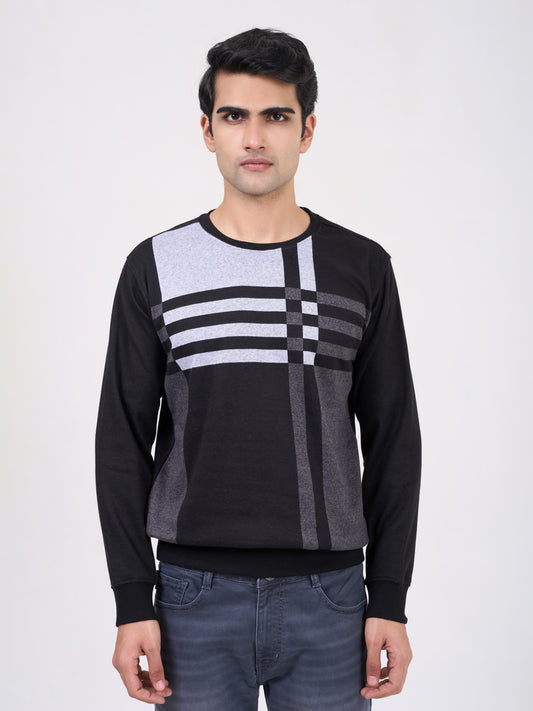 Men's Black Solid Full Sleeves Sweatshirt