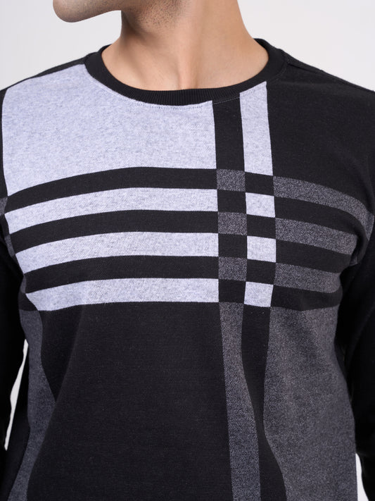 Men's Black Solid Full Sleeves Sweatshirt