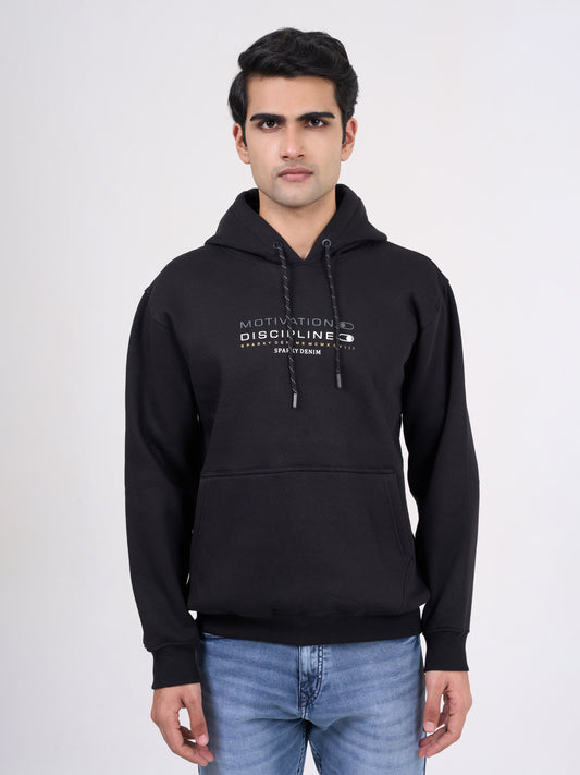 Men's Black Solid Full Sleeves Hoodies