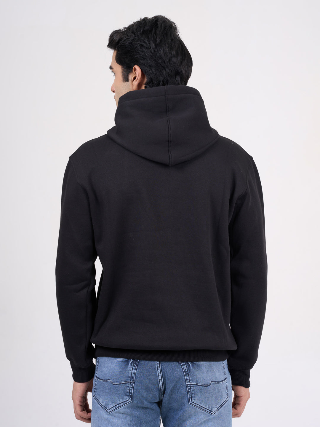 Men's Black Solid Full Sleeves Sweatshirt