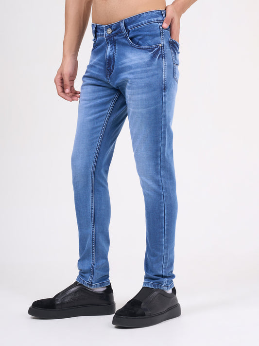 Men Light Blue Narrow Fit Denim