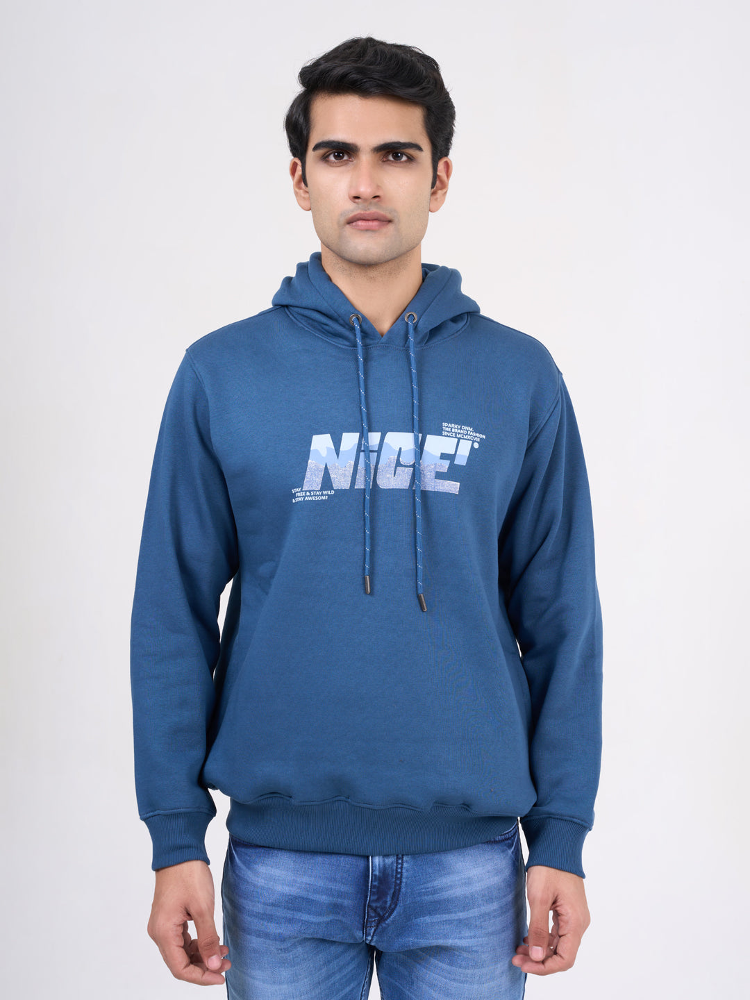 Men's Blue Solid Full Sleeves Sweatshirt
