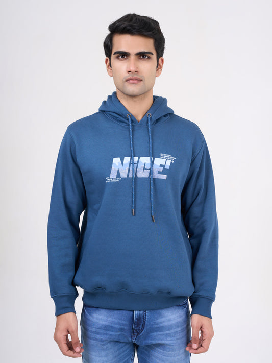 Men's Blue Solid Full Sleeves Sweatshirt