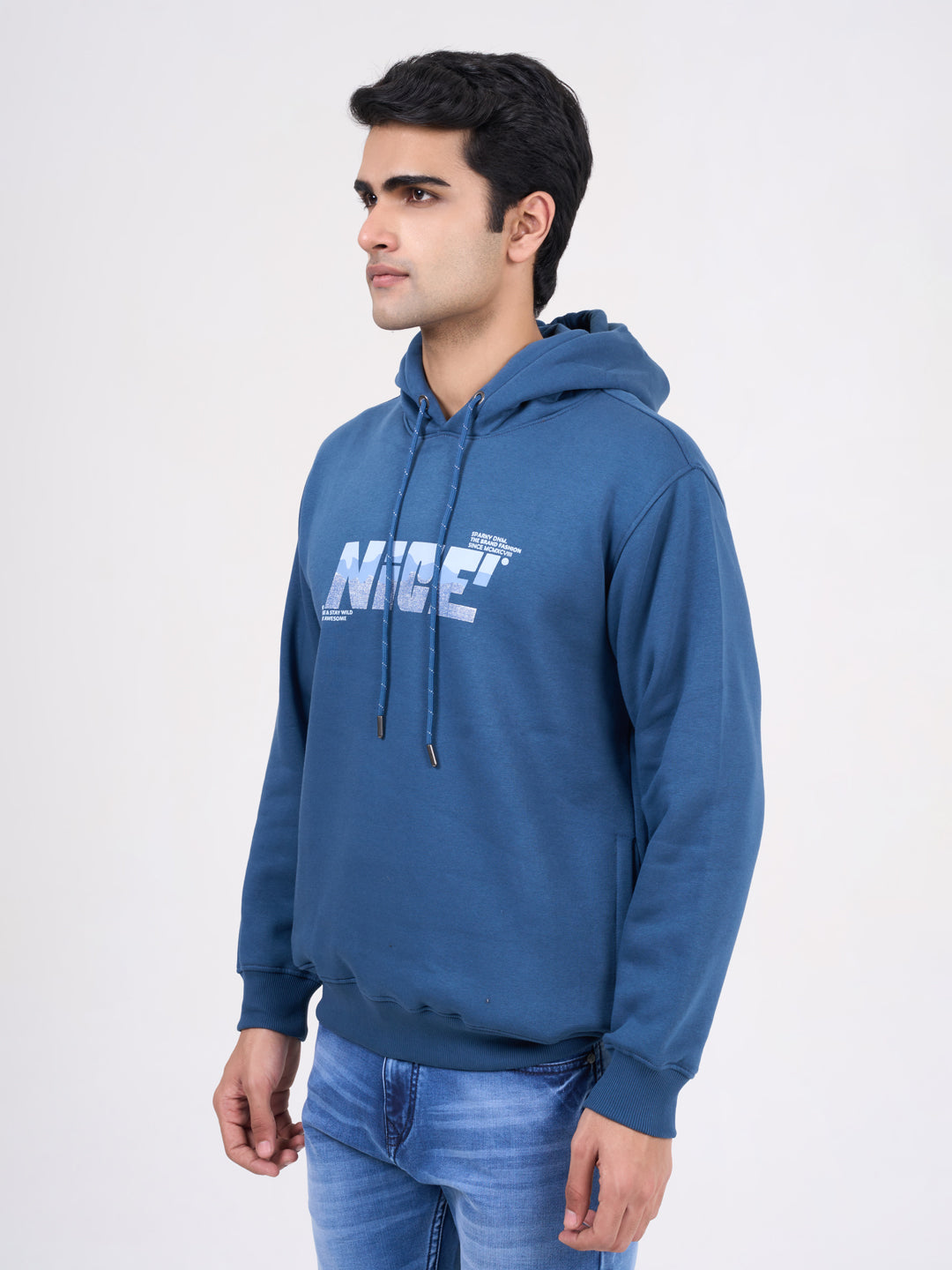Men's Blue Solid Full Sleeves Sweatshirt