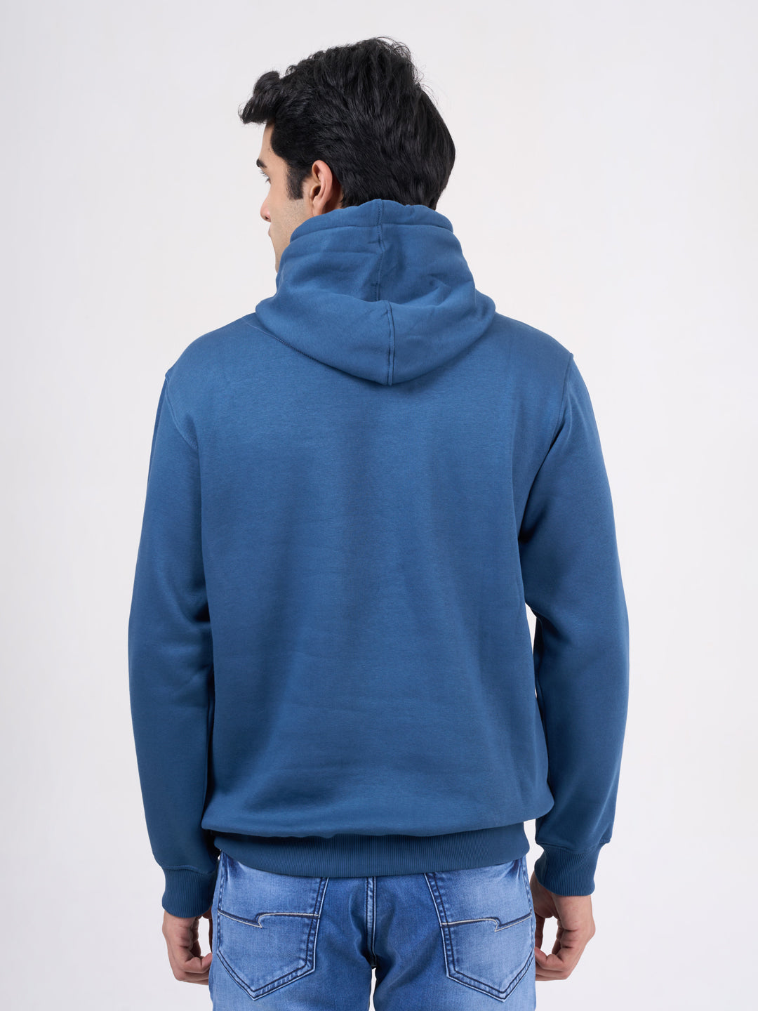 Men's Blue Solid Full Sleeves Sweatshirt