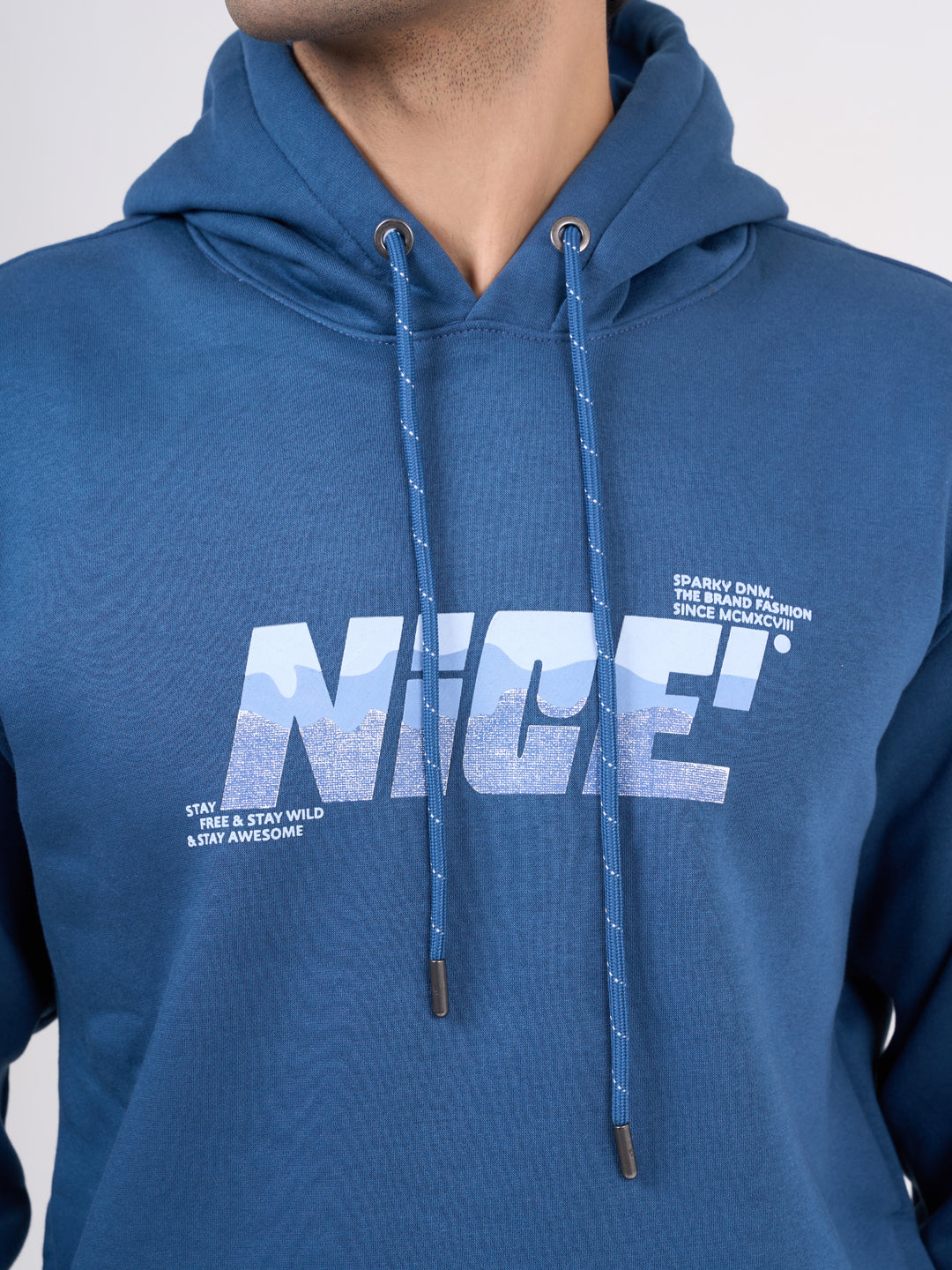 Men's Blue Solid Full Sleeves Sweatshirt