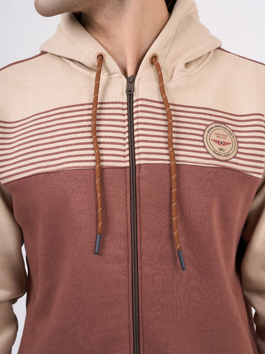 Men's Brown Solid Full Sleeves Hoodies