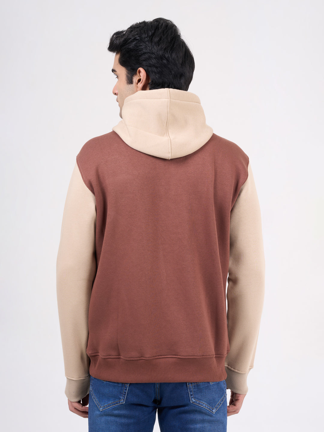 Men's Brown Solid Full Sleeves Sweatshirt
