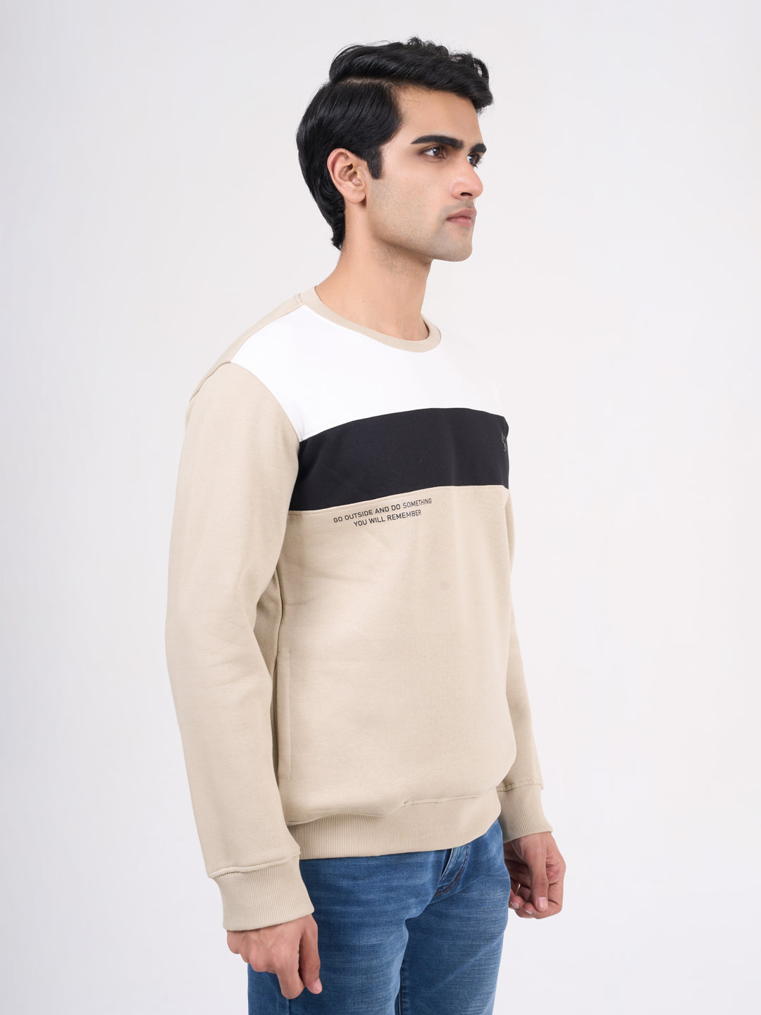 Men's Fawn Solid Full Sleeves Sweatshirt