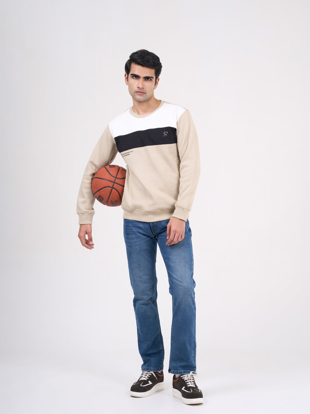Men's Fawn Solid Full Sleeves Sweatshirt