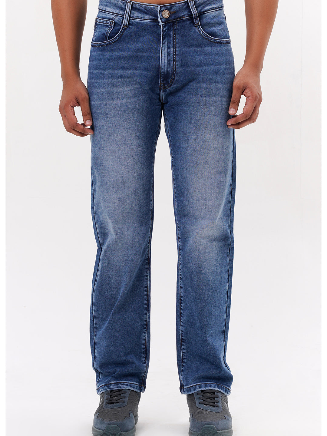 Men Light Blue Straight Fit Denim