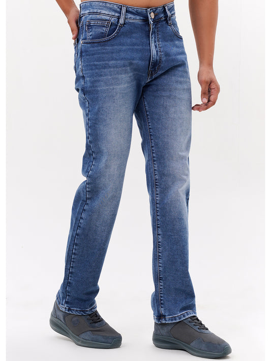 Men Light Blue Straight Fit Denim