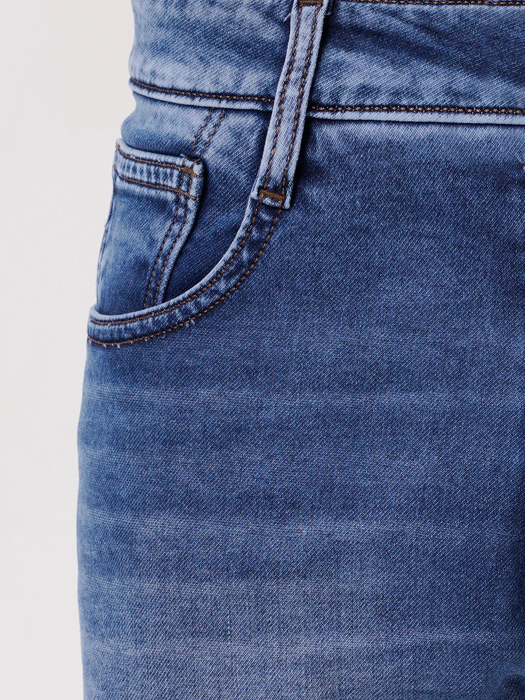 Men Light Blue Straight Fit Denim