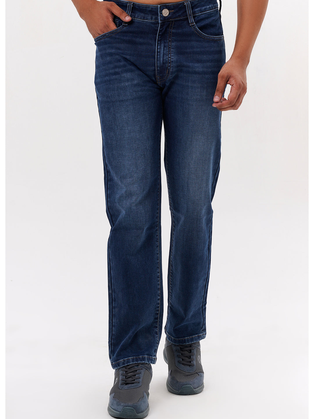 Men Dark Blue Straight Fit Denim
