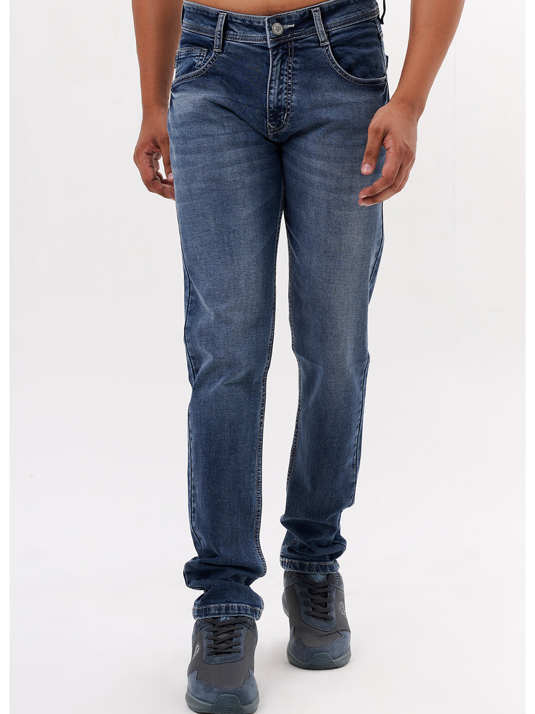 Men Mid Blue Straight Fit Denim