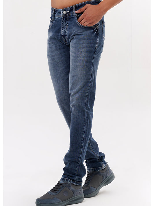 Men Mid Blue Straight Fit Denim