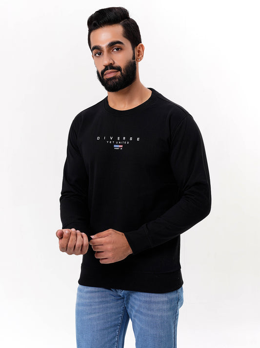 Men's Black Solid  Full Sleeves Sweatshirt