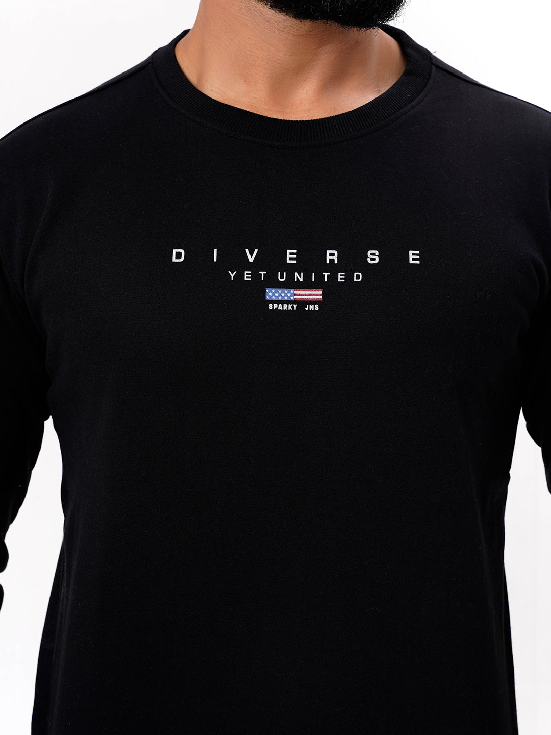 Men's Black Solid  Full Sleeves Sweatshirt