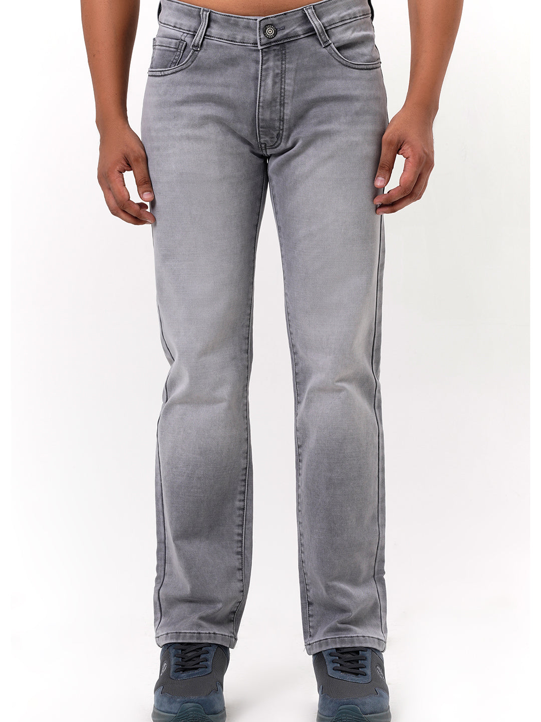Men Mid Grey Straight Fit Denim