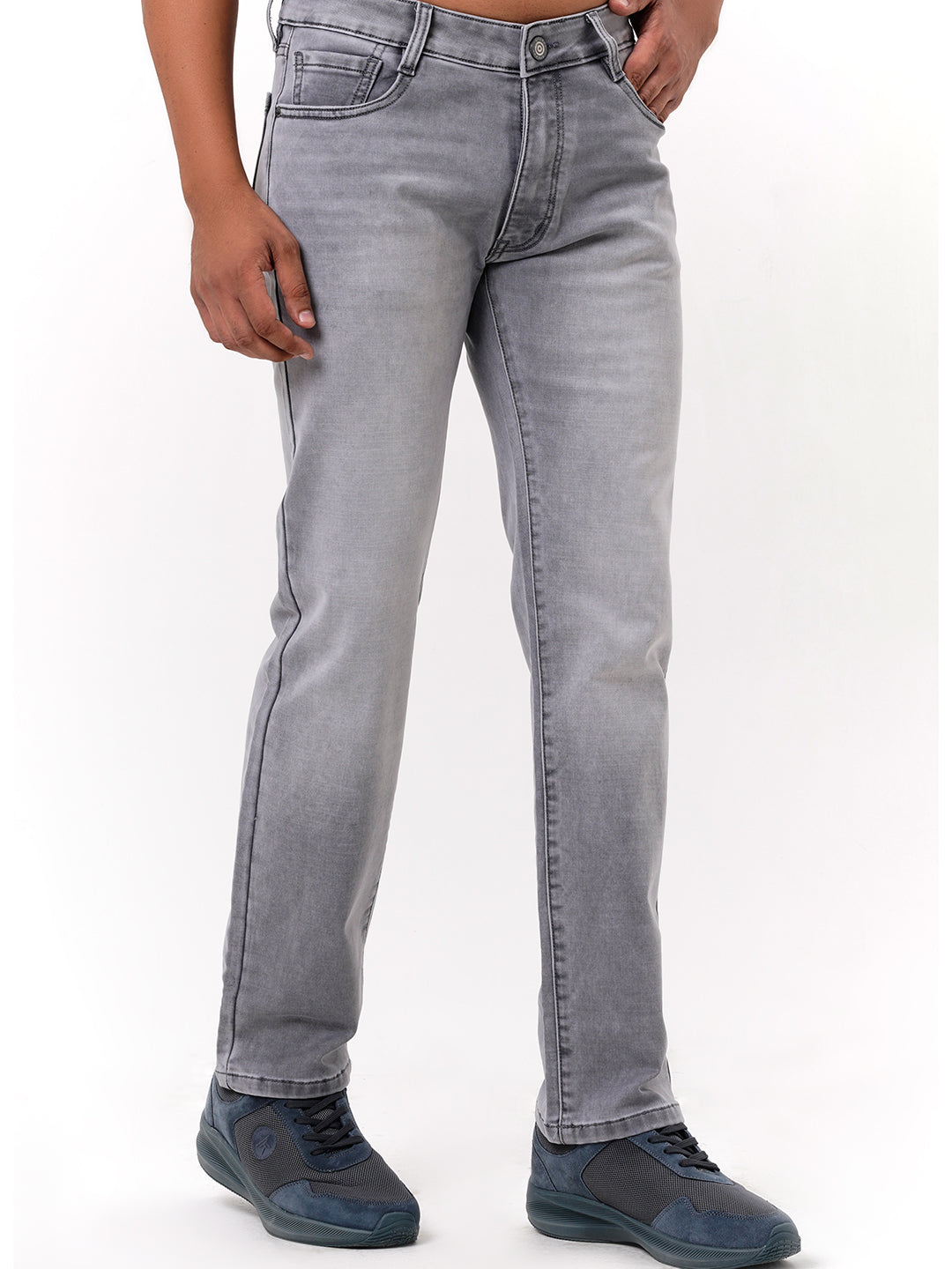 Men Mid Grey Straight Fit Denim