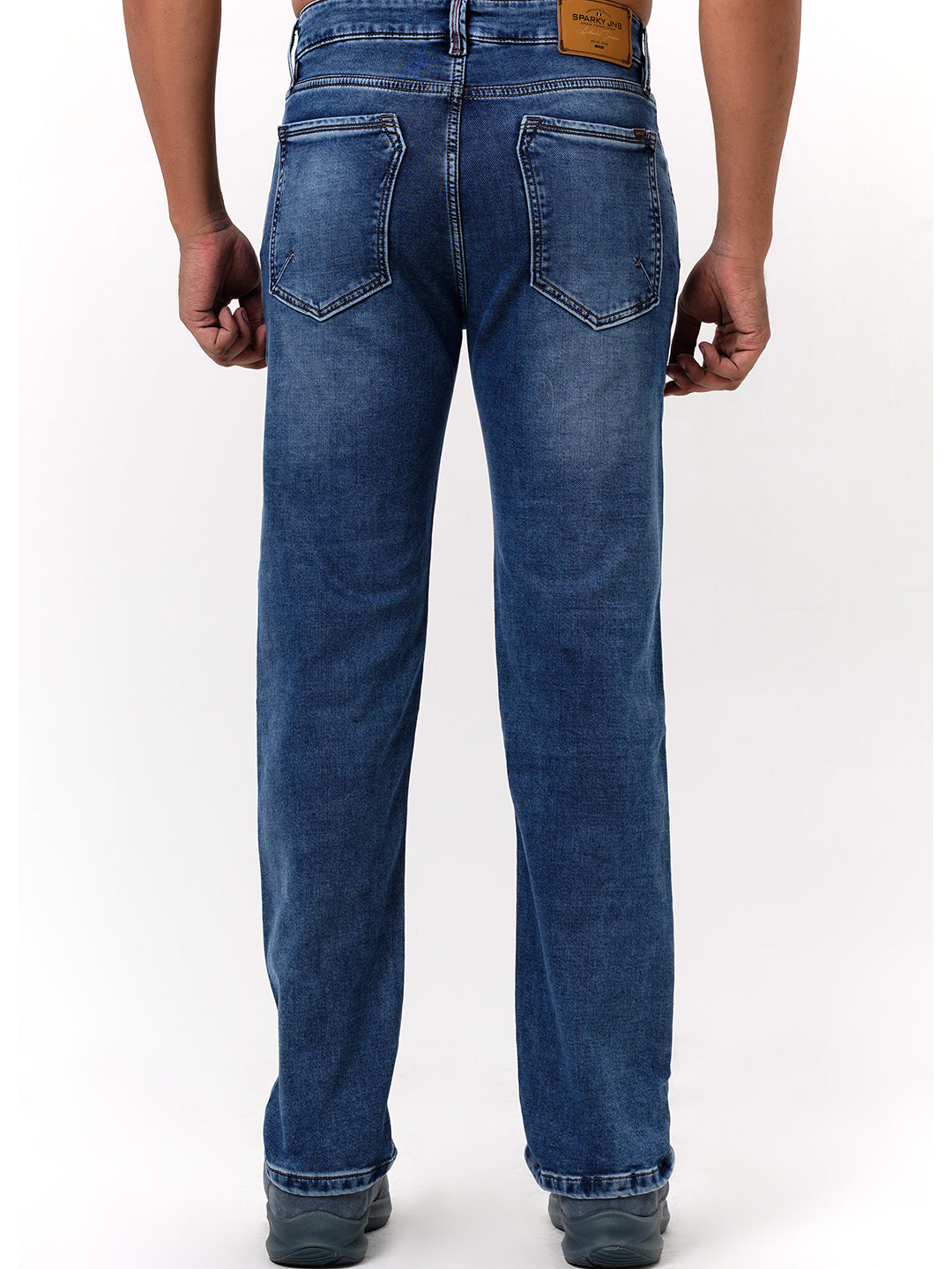 Men Light Blue Straight Fit Denim