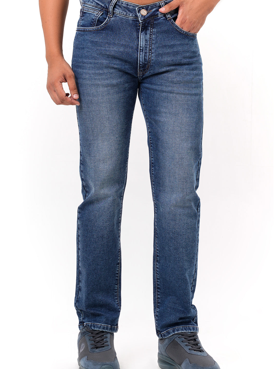 Men Mid Blue Straight Fit Denim