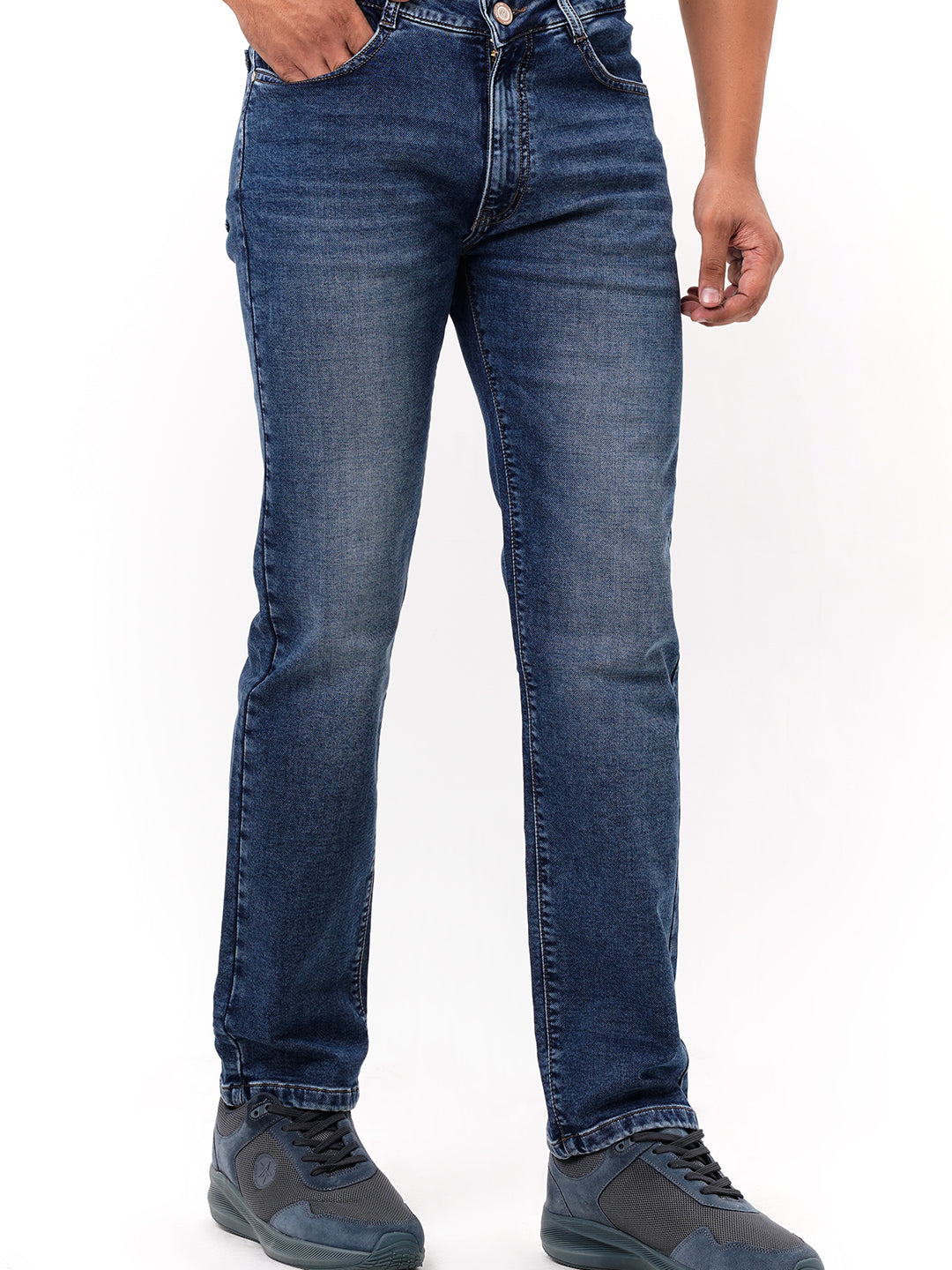 Men Mid Blue Straight Fit Denim