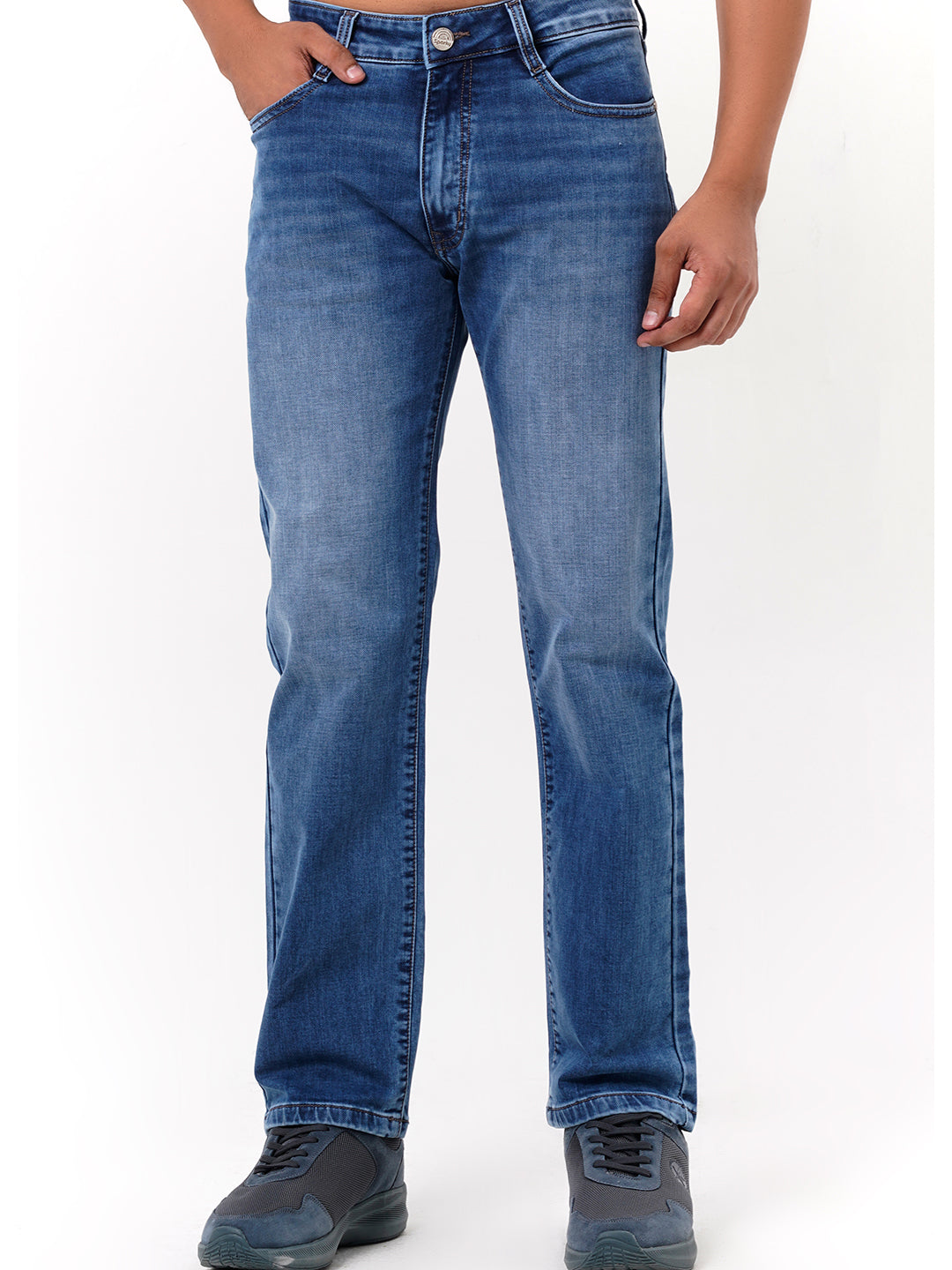 Men Light Blue Straight Fit Denim