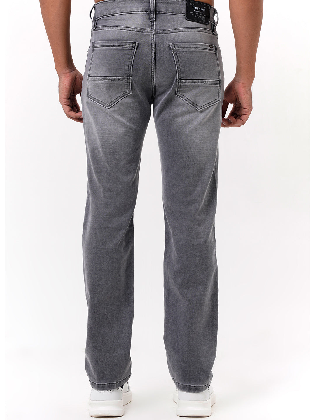 Men Dark Grey Straight Fit Denim