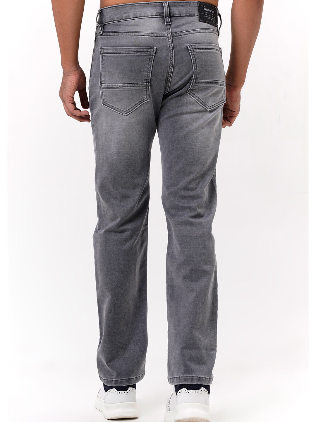Men Dark Grey Straight Fit Denim