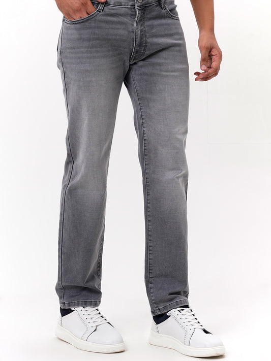 Men Dark Grey Straight Fit Denim