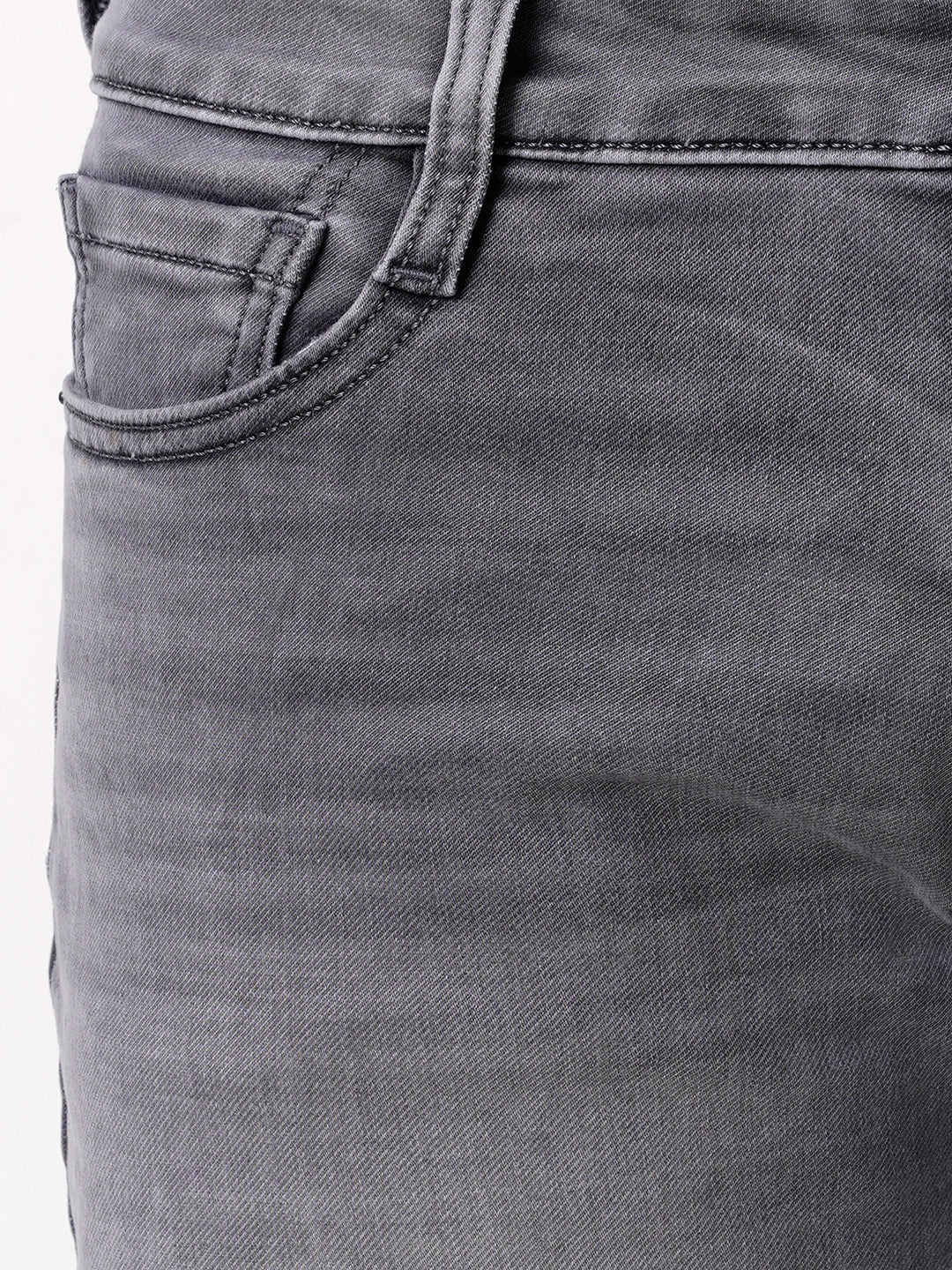 Men Dark Grey Straight Fit Denim