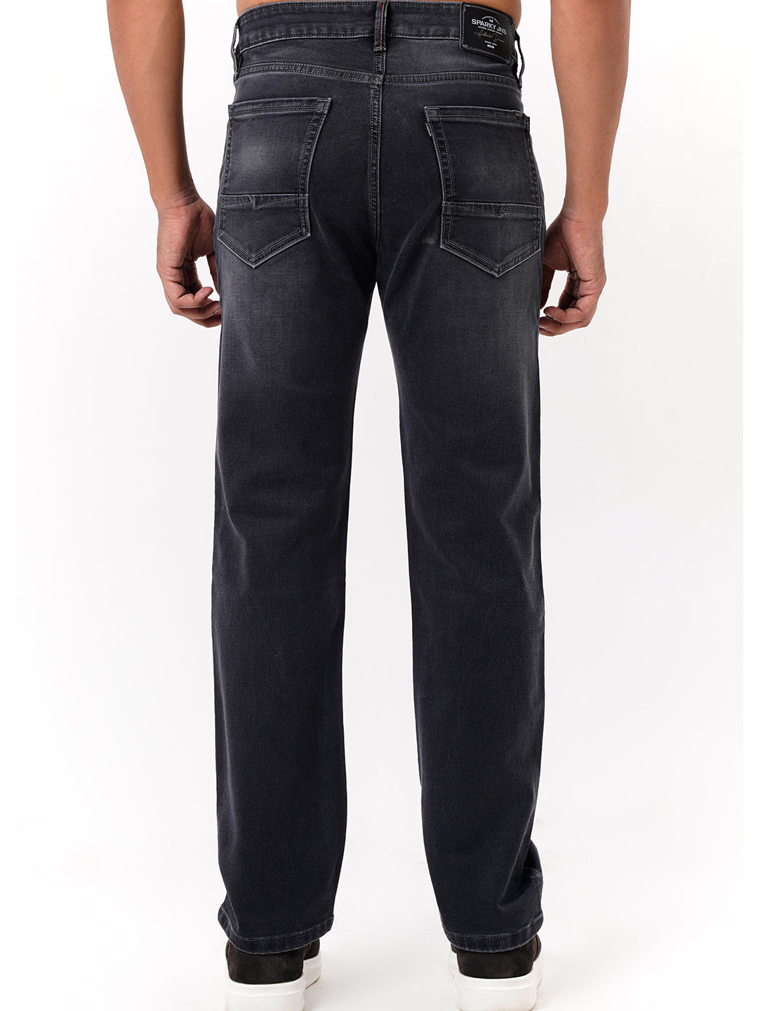 Men Dark Grey Straight Fit Denim