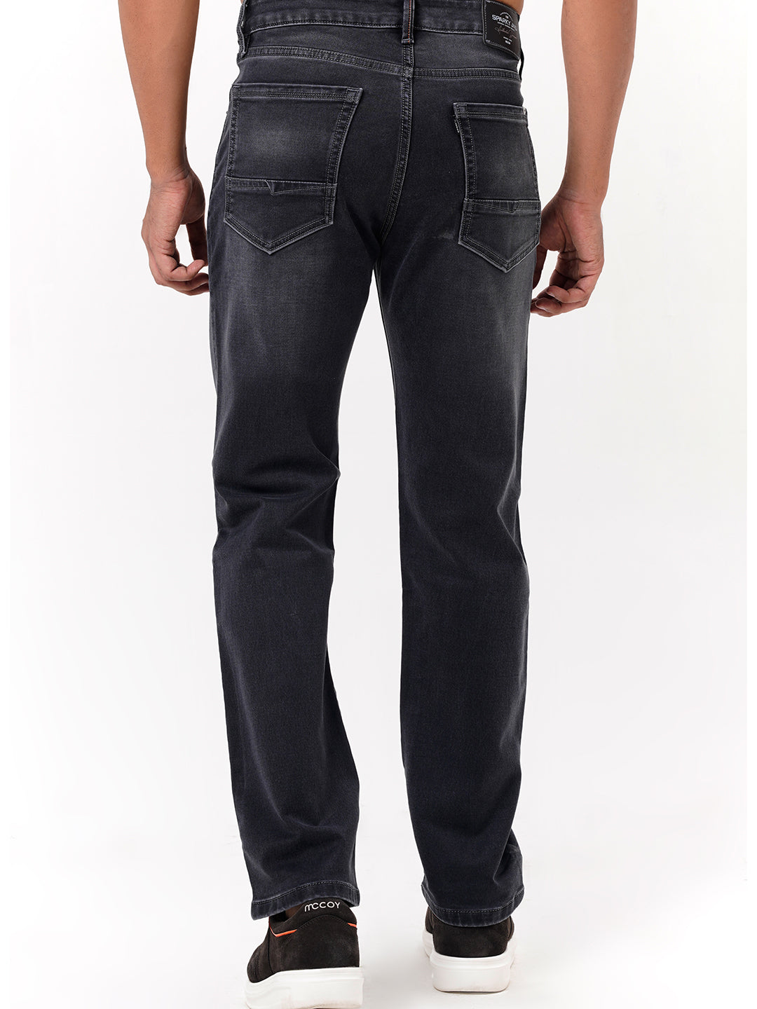 Men Dark Grey Straight Fit Denim